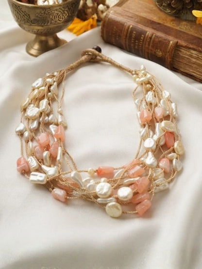 Ishhaara Multicolour Baroque Pearl Temple Necklace — handcrafted Indian jewellery - view 6