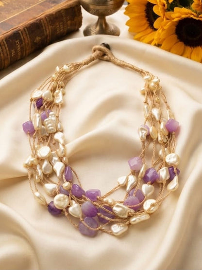 Ishhaara Multicolour Baroque Pearl Temple Necklace — handcrafted Indian jewellery - view 7