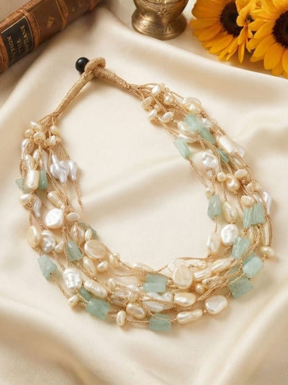 Ishhaara Multicolour Baroque Pearl Temple Necklace — handcrafted Indian jewellery - view 8