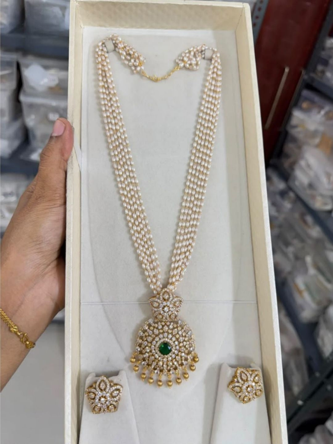 Ishhaara Kundan Temple Long Necklace Set — handcrafted Indian jewellery