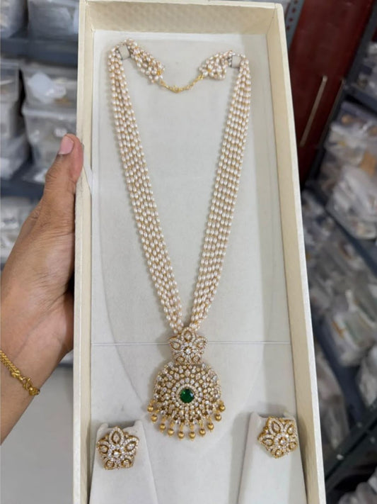 Ishhaara Kundan Temple Long Necklace Set — handcrafted Indian jewellery