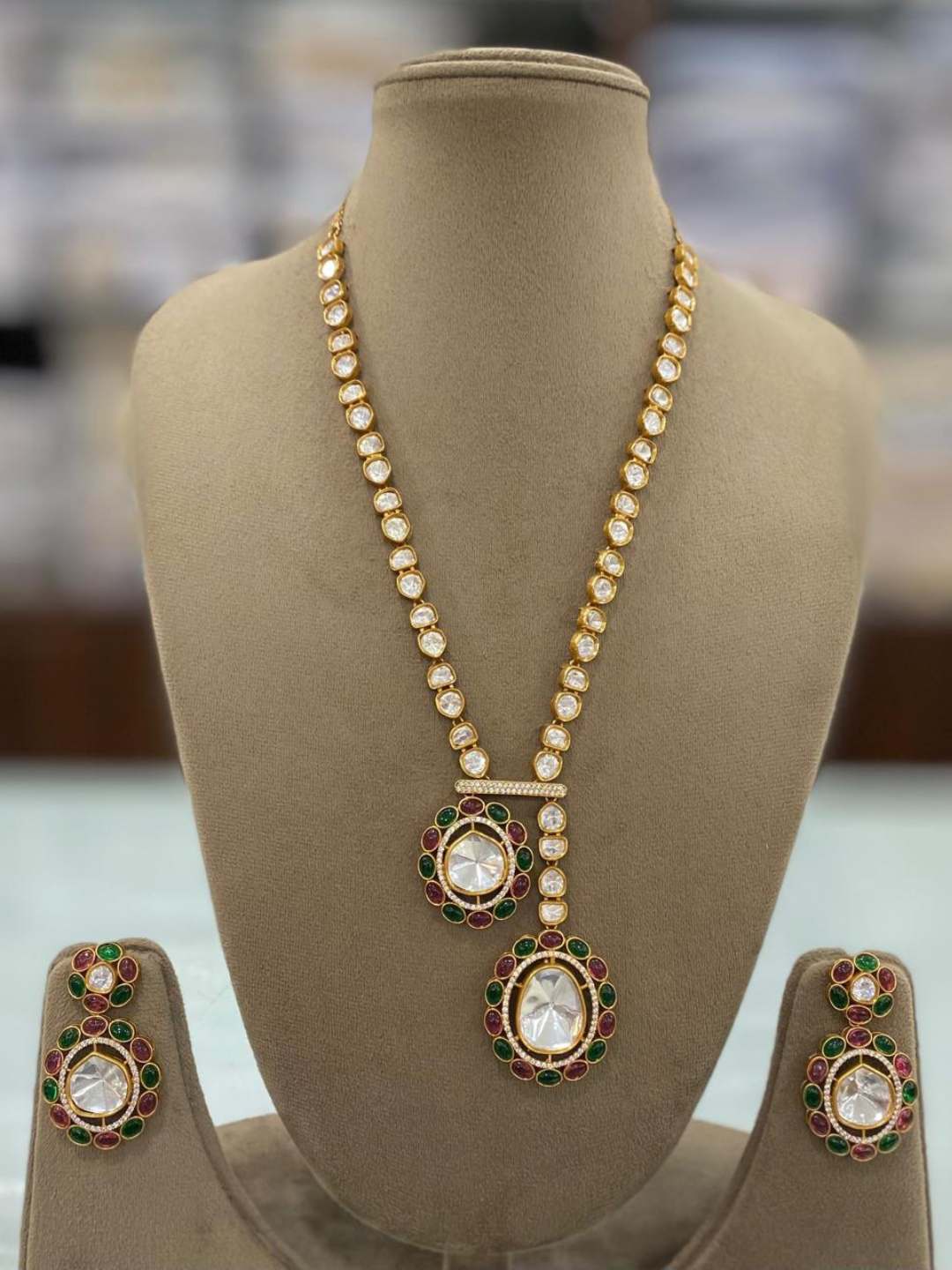 Ishhaara Multicolor Asymmetric Stylish Polki Kundan Necklace