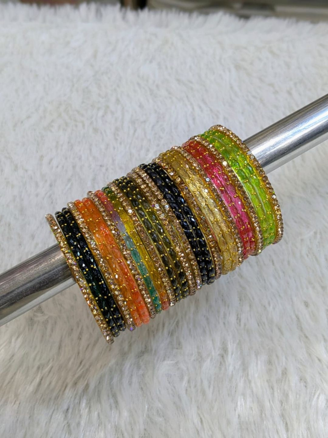 Ishhaara Multicolor Beaded Bangle Stack - handcrafted Indian jewellery