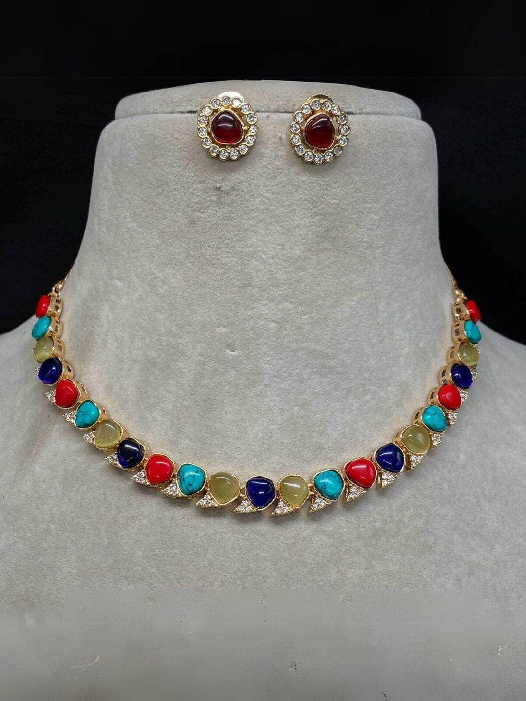 Ishhaara Multicolor Beaded Choker Necklace Set