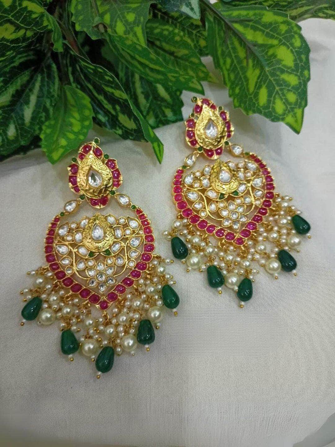 Ishhaara Multicolor Bridal Thapa Jadau Kundan Earrings
