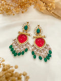 Ishhaara Multicolor Cutwork Chandbali Earrings