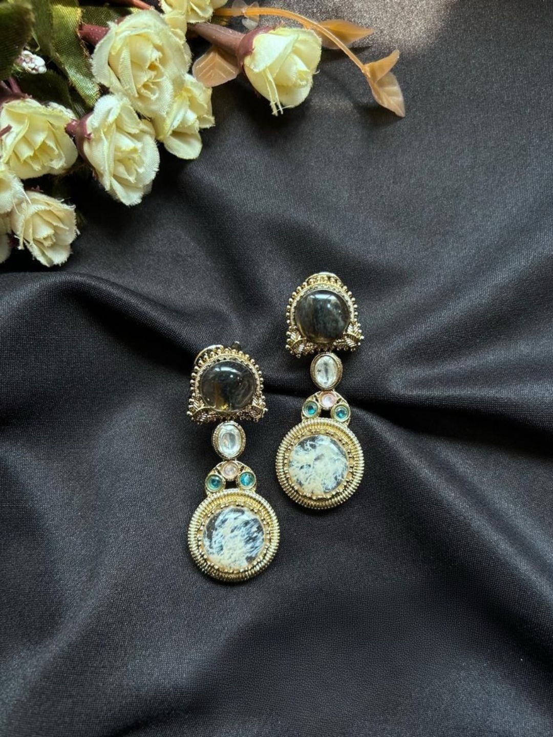 Ishhaara Multicolor Designer Stone Dangler Earrings