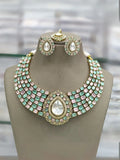 Ishhaara Multicolor Elegant Choker Necklace Set With Teardrop Stone Pendant