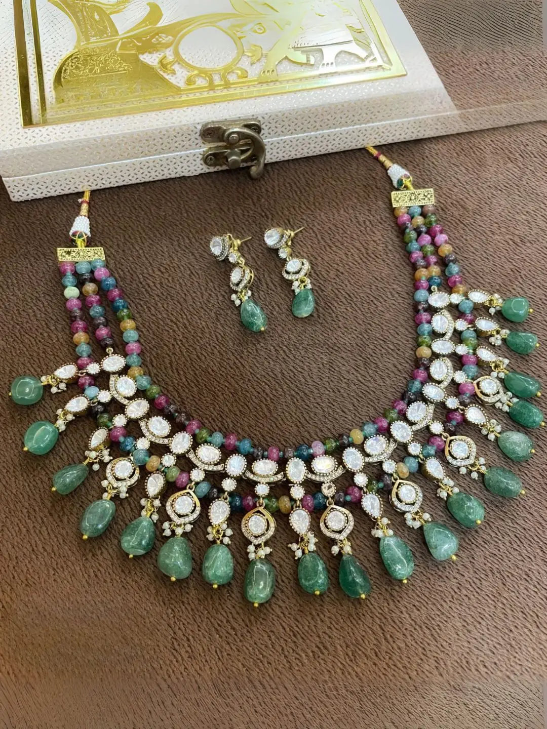 Ishhaara Multicolor Elegant Kundan Studded Layered Choker Necklace