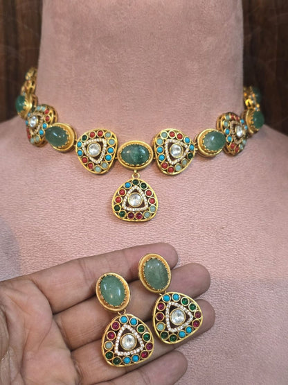 Ishhaara Multicolor Elegant Stone Studded Necklace