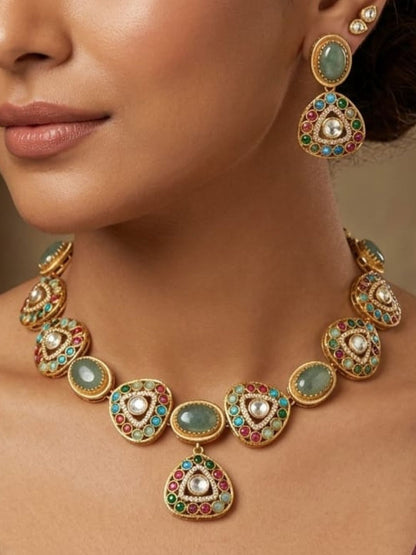 Ishhaara Multicolor Elegant Stone Studded Necklace