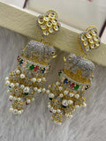 Ishhaara Multicolor Elephant Motif Kundan Earrings