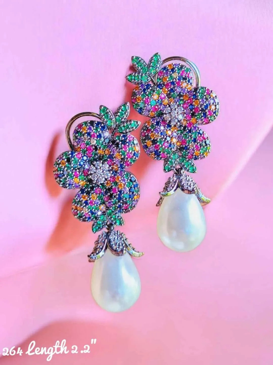 Ishhaara Multicolor Floral Pearl Earrings