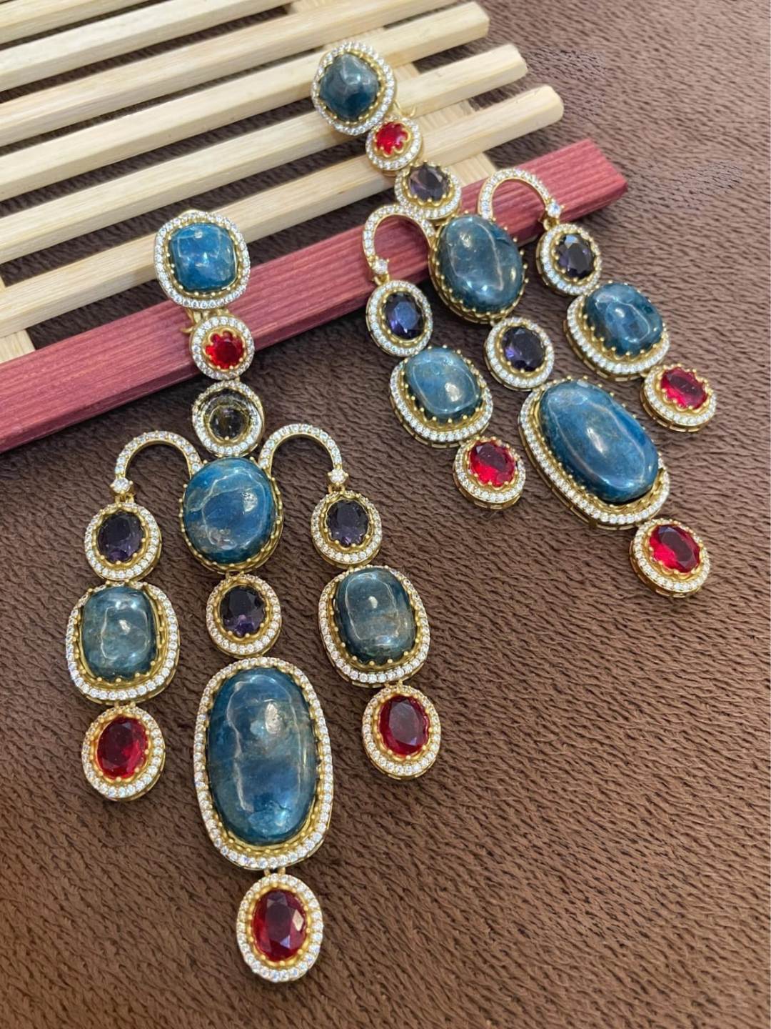 Ishhaara Multicolor Gemstone Dangler Earrings