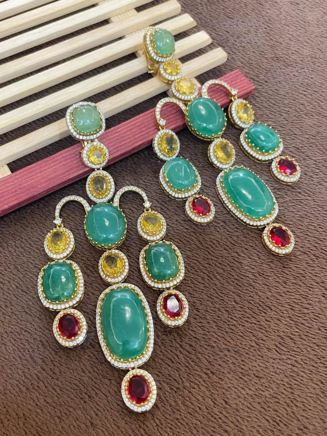 Ishhaara Multicolor Gemstone Dangler Earrings