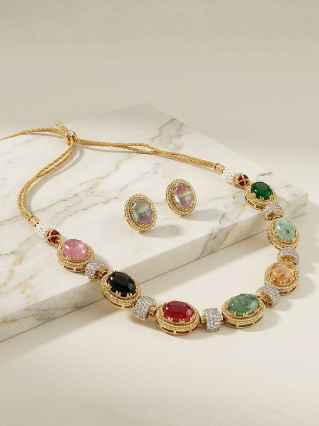 Ishhaara Multicolor Gemstone Necklace Set