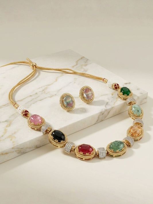 Ishhaara Multicolor Gemstone Necklace Set