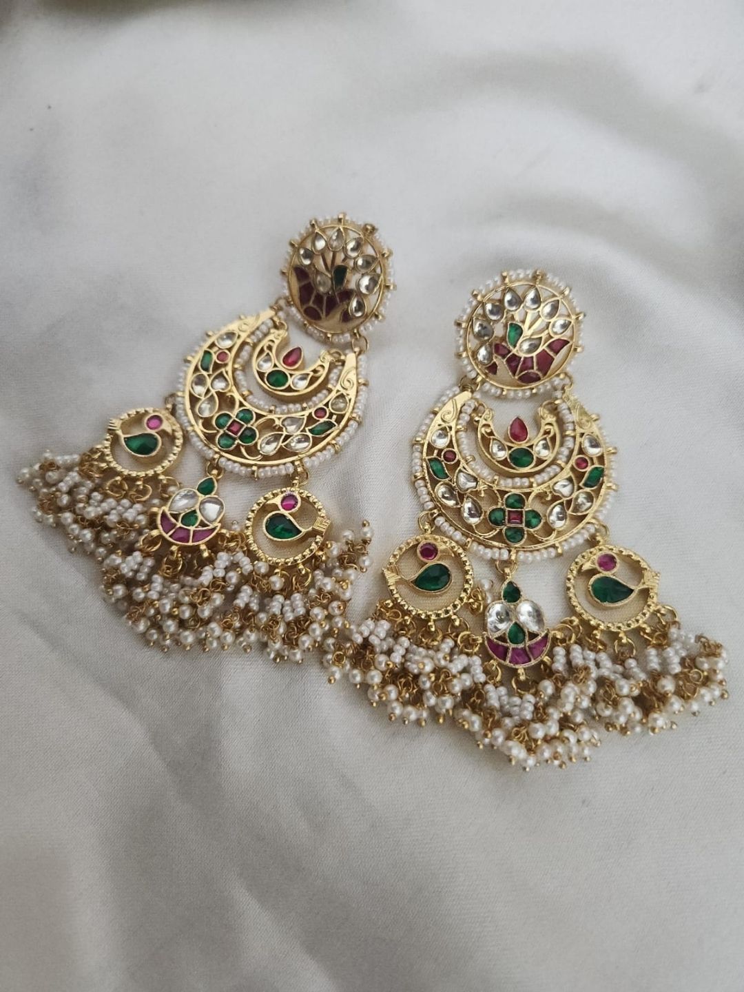Ishhaara Multicolor Gold Plated Jadau Kundan Earrings