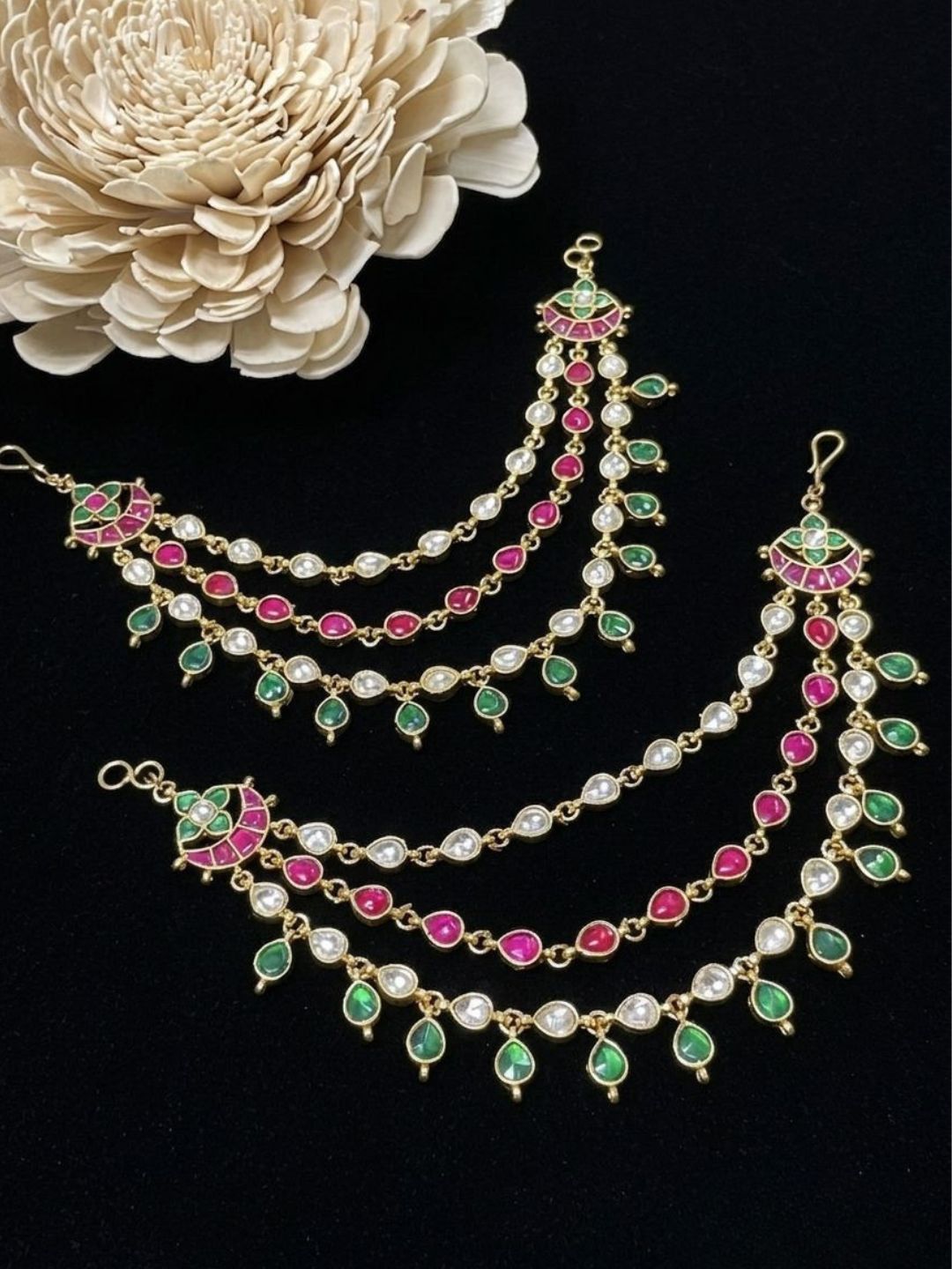Ishhaara Multicolor Kamalai Antique Ear Chain