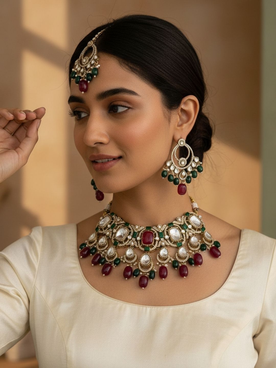 Ishhaara Multicolor Kundan Bridal Necklace Set