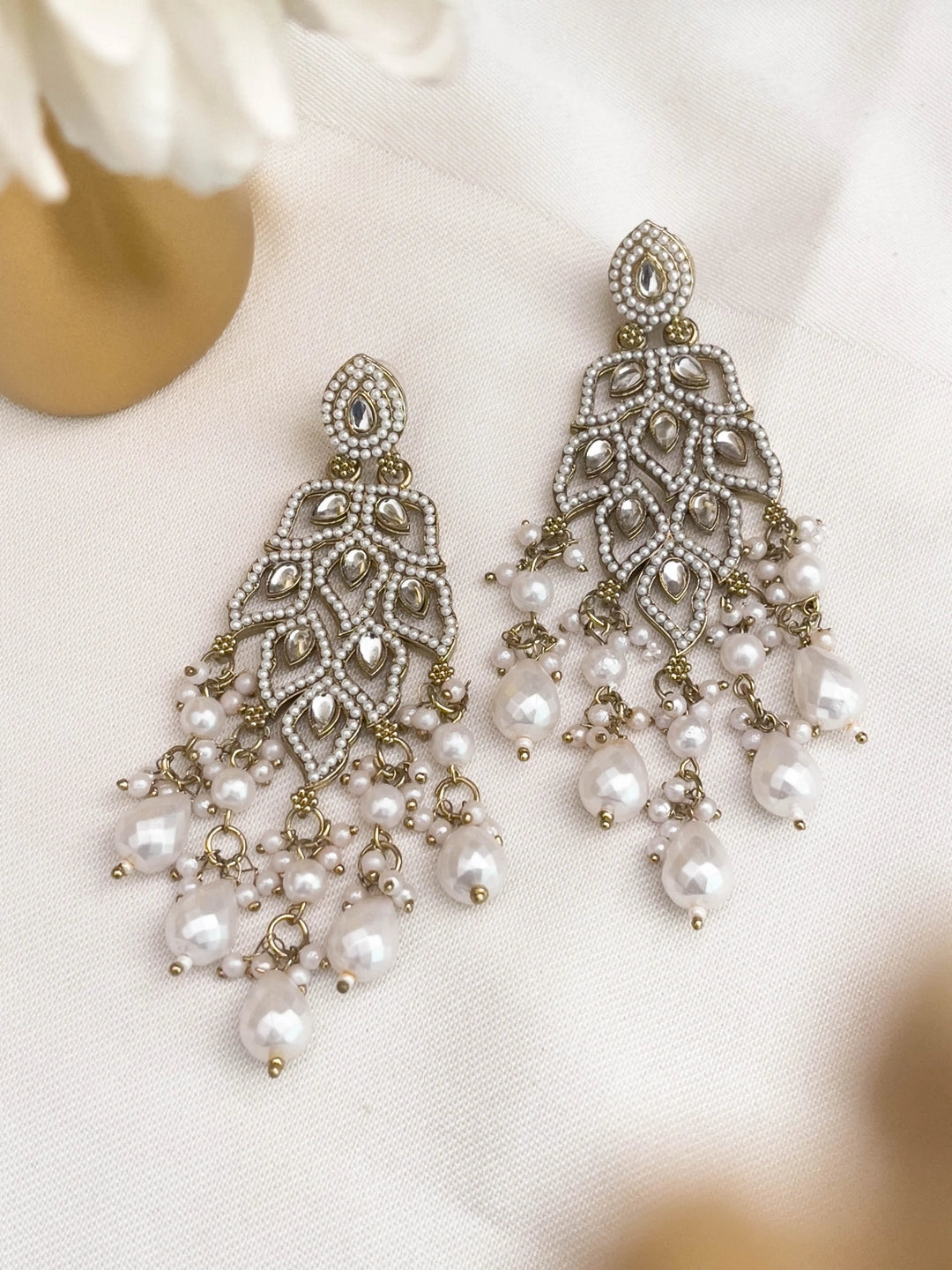 Ishhaara Multicolor Kundan Pearl Dangler Earrings