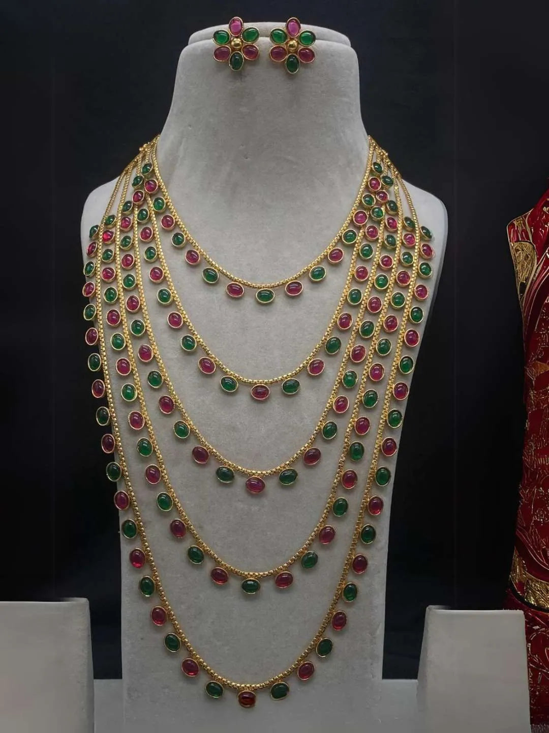 Ishhaara Multicolor Layered Round Kundan Studded Long Necklace