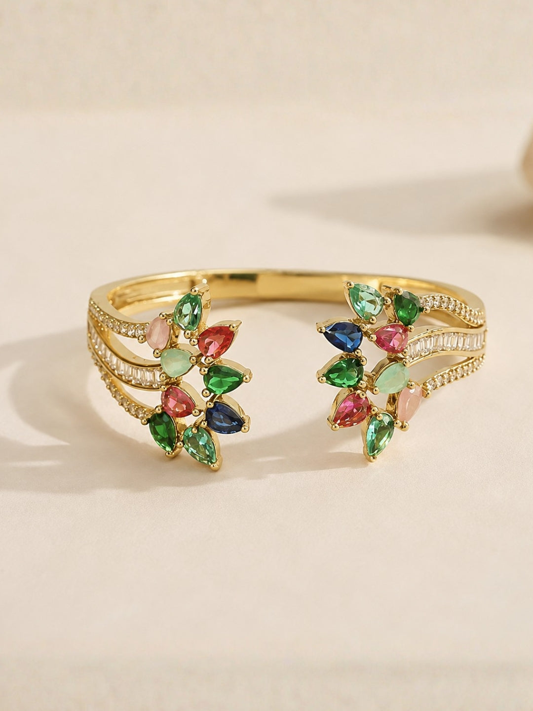 Ishhaara Multicolor Leaf Crystal Handcuff