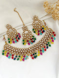 Ishhaara Multicolor Minimal Kundan And Pearl Studded Necklace
