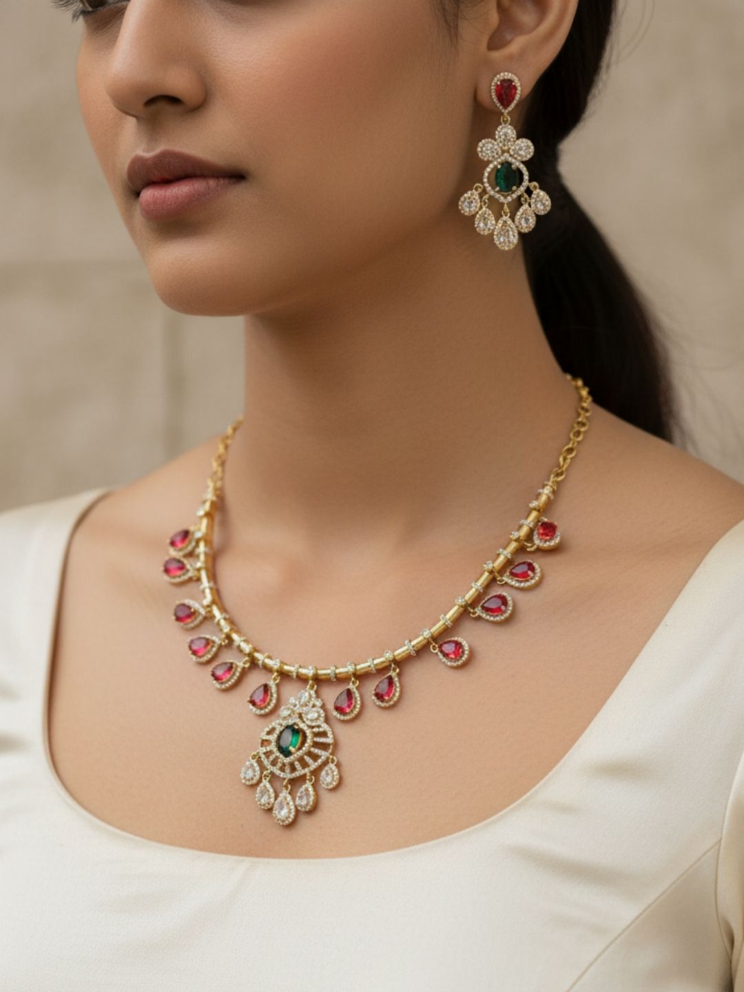 Ishhaara Multicolor Moissanite Necklace