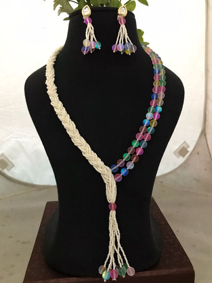 Ishhaara Multicolor Multi Layered Pearl Embedded Necklace Set