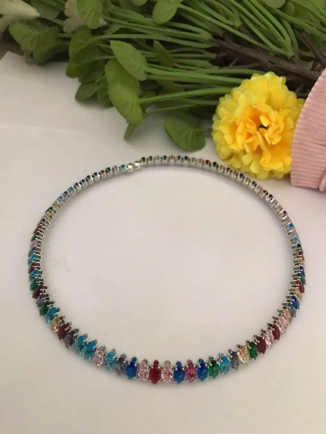 Ishhaara Multicolor Multicolor Casual Wear Semi Precious Stone Necklace Set