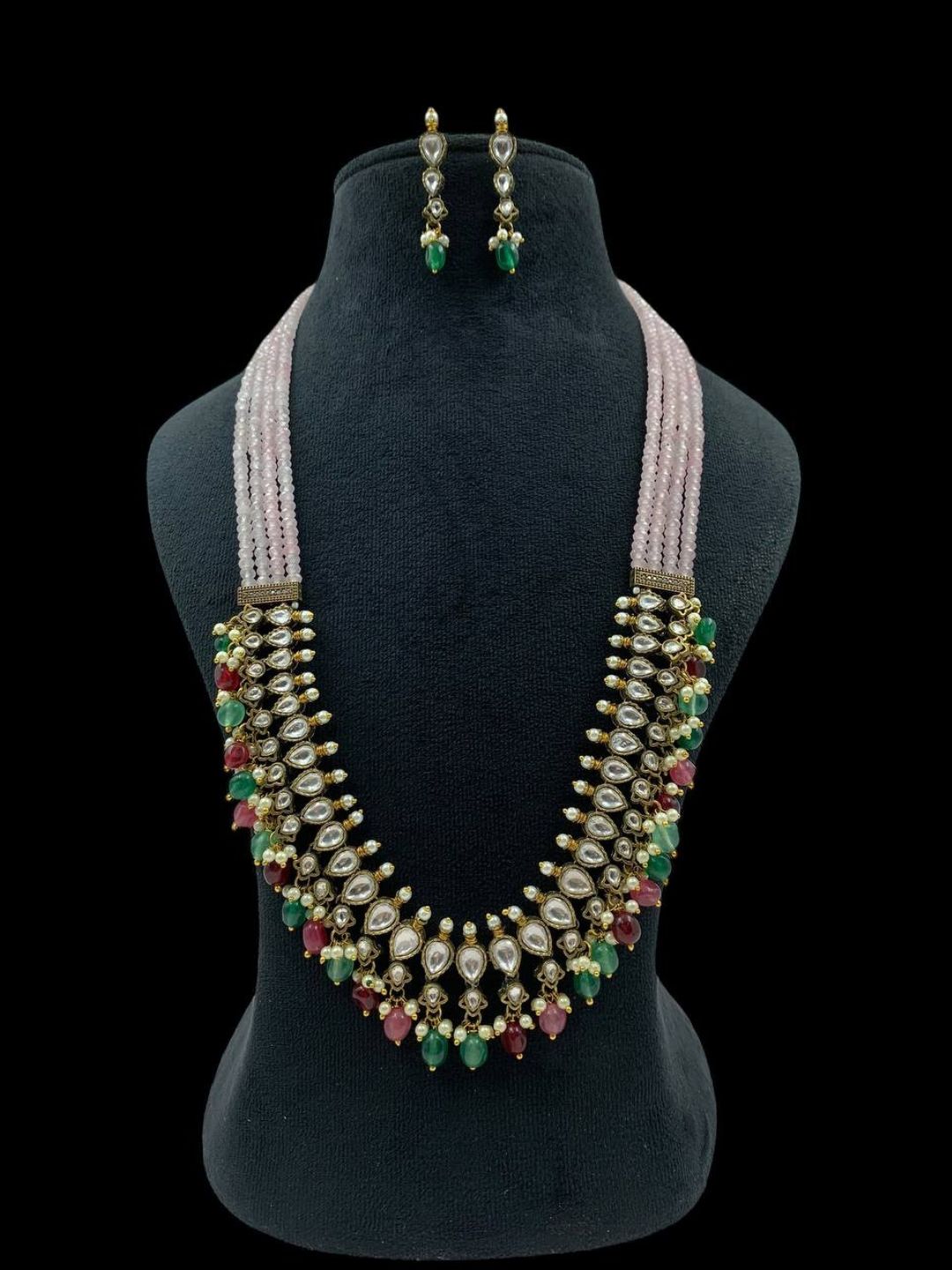 Ishhaara Multicolor Multilayered Kundan And Green Stone Groom Necklace