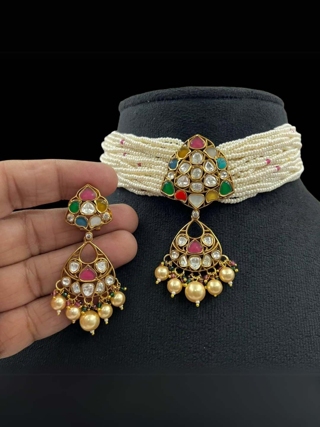 Ishhaara Multicolor Pachi Kundan Choker Set