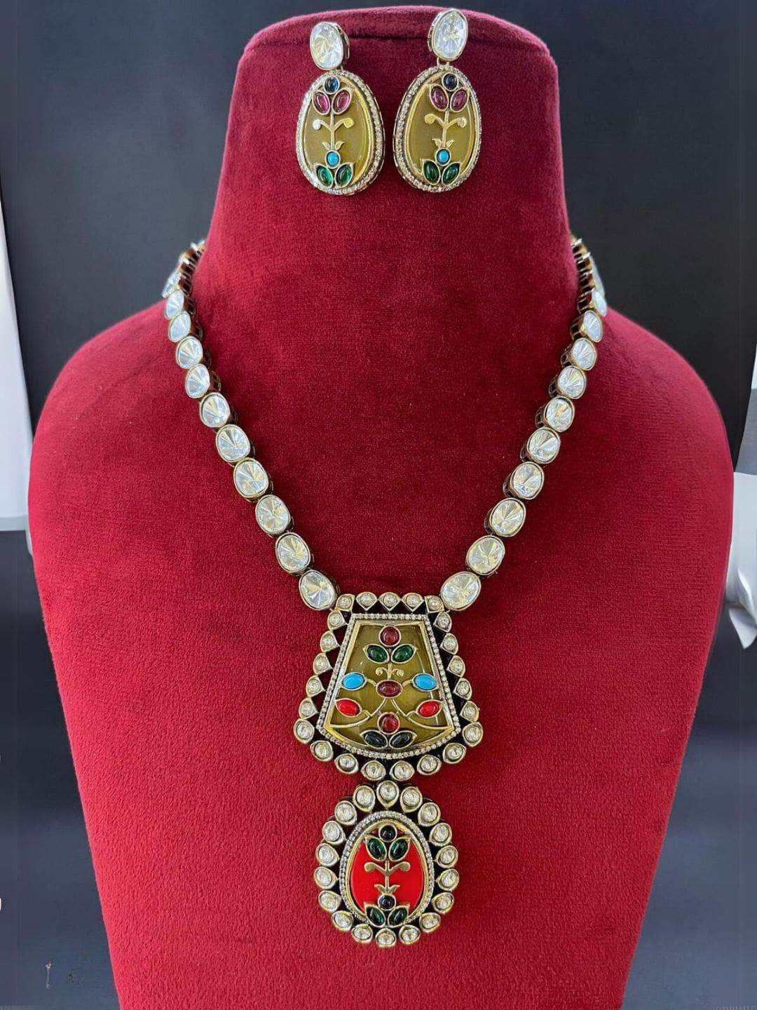 Ishhaara Multicolor Polki Pendant Necklace