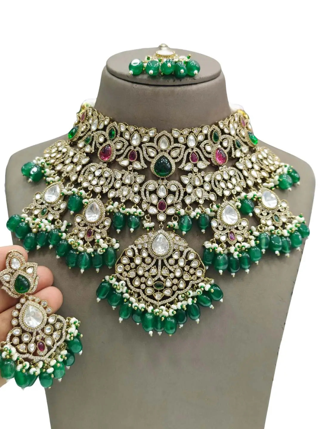 Ishhaara Multicolor Premium Victorian Layered Bridal Choker Necklace