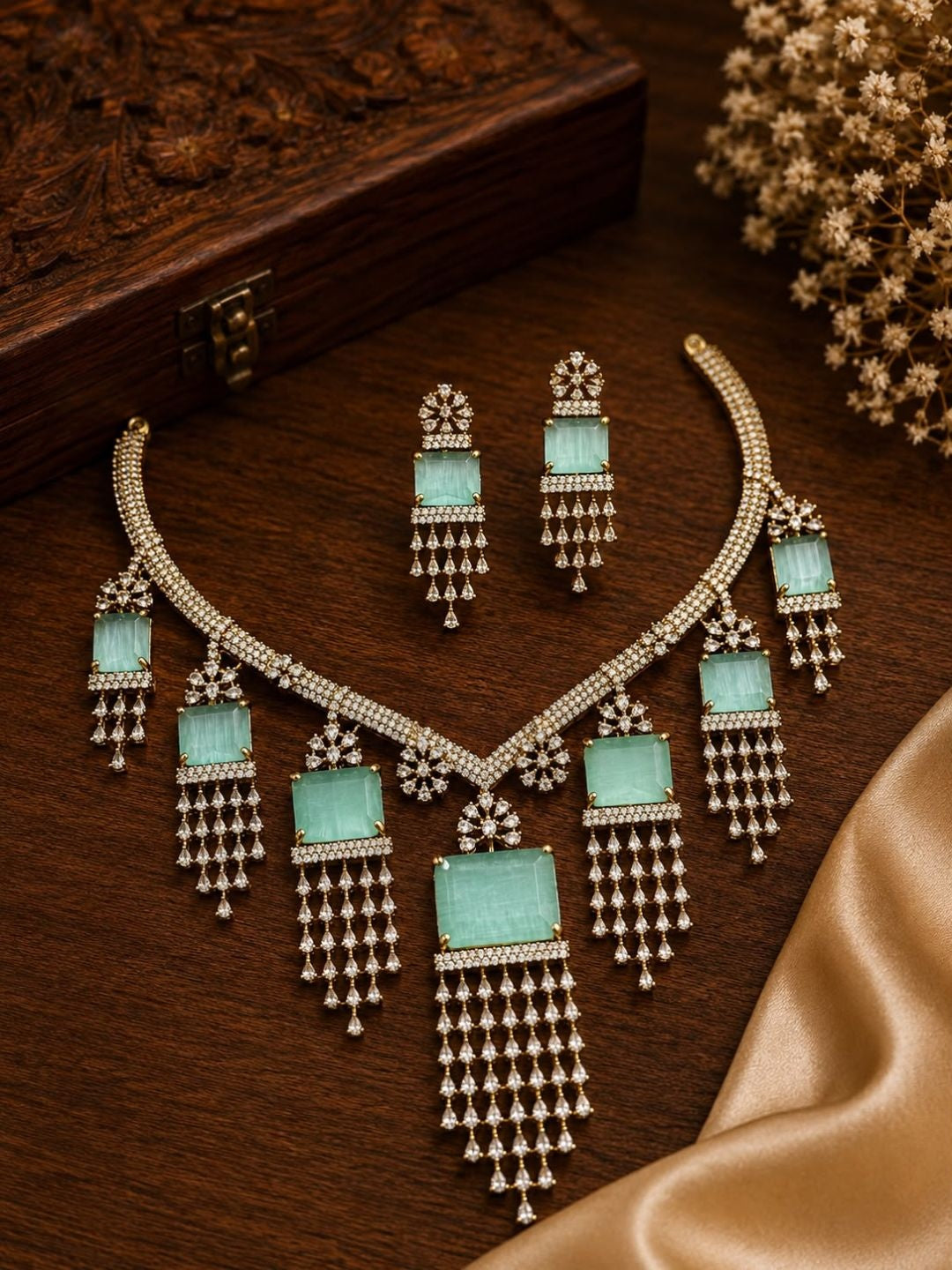 Ishhaara Multicolor Statement Necklace Set - handcrafted Indian jewellery