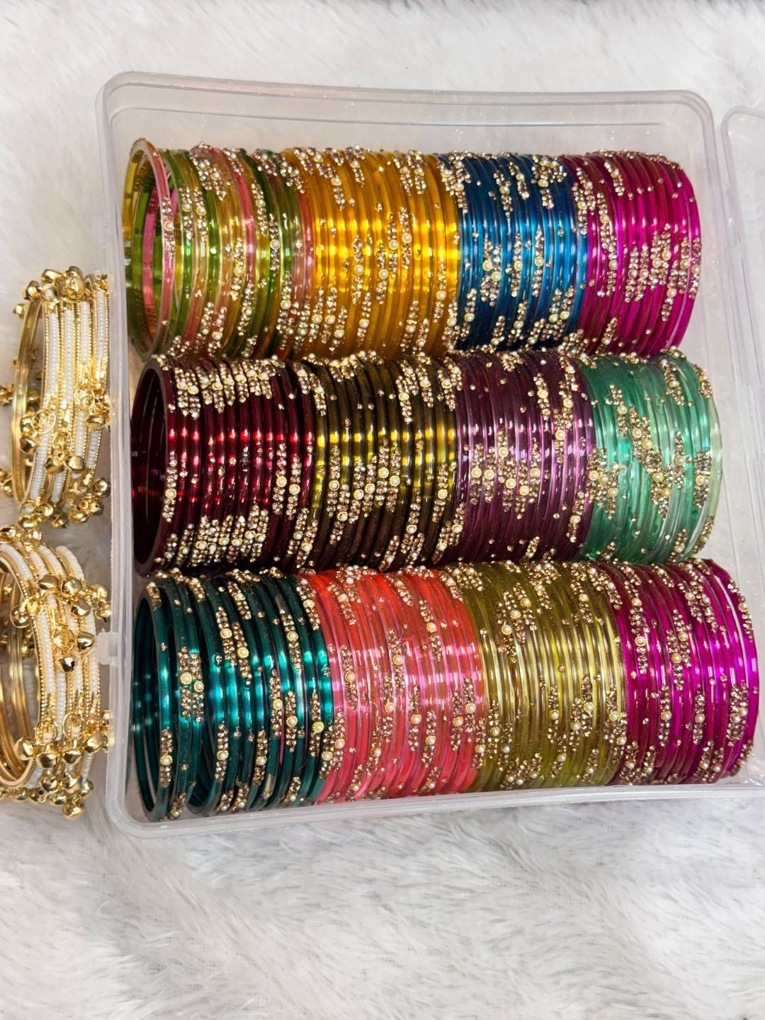 Ishhaara Multicolor Stone-Studded Bangle Set (Box of Bangles)