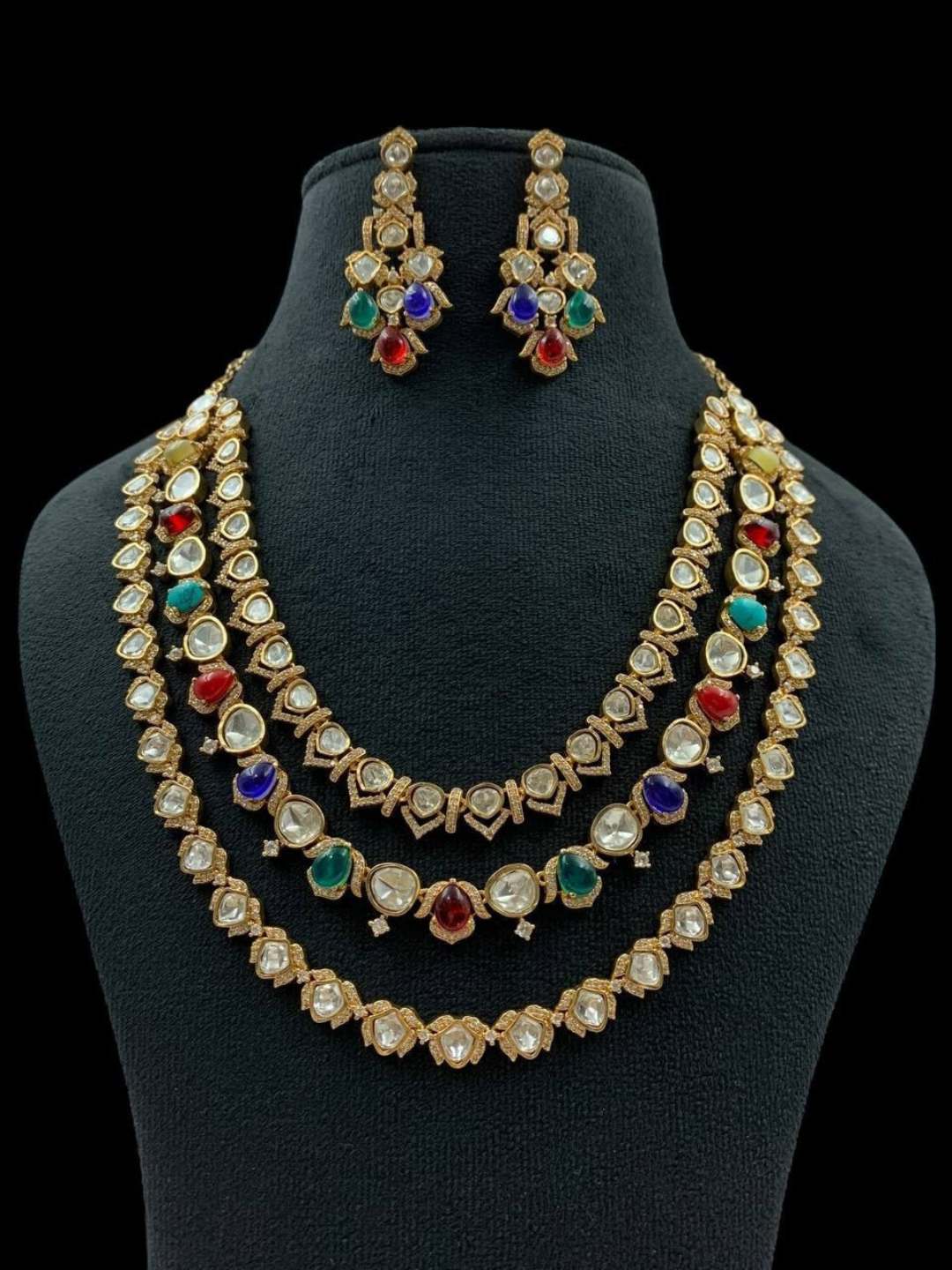 Ishhaara Green Victorian Kundan Stone Necklace