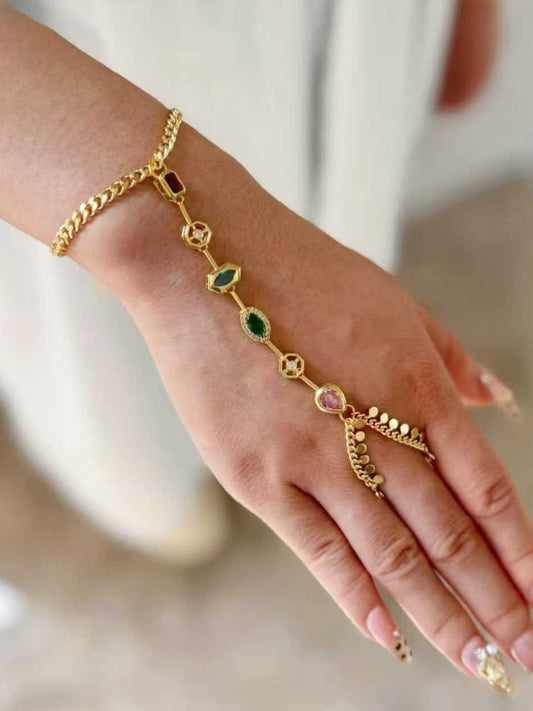 Ishhaara Multicolor Zirconia Stone Studded Hand Harness