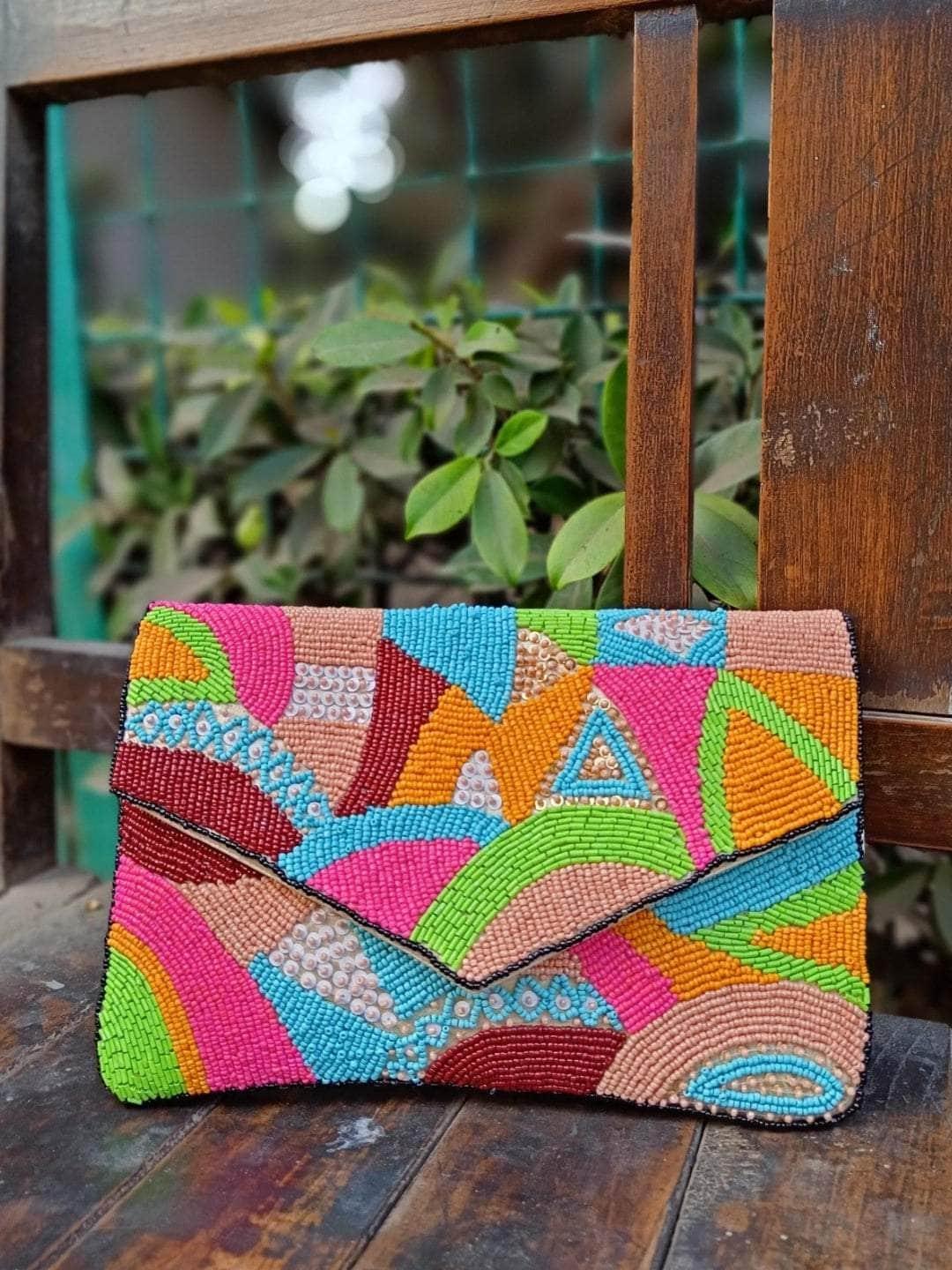 Ishhaara Multicolored Abstracts Embellished Sling Bag