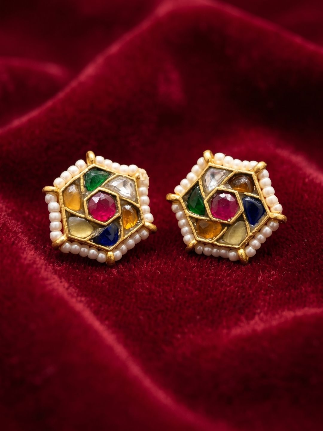 Ishhaara Multicolored Gemstone Studded Bugadi Earrings