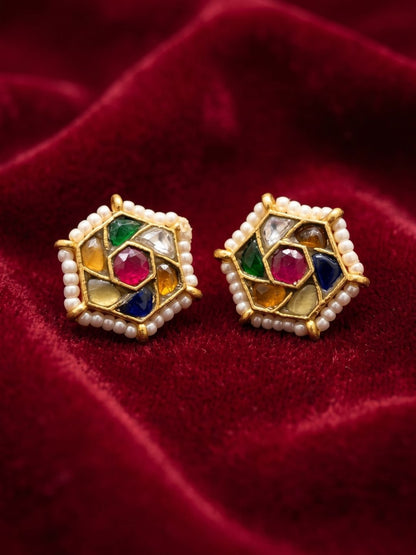 Ishhaara Multicolored Gemstone Studded Bugadi Earrings