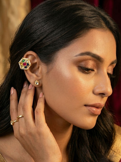 Ishhaara Multicolored Gemstone Studded Bugadi Earrings