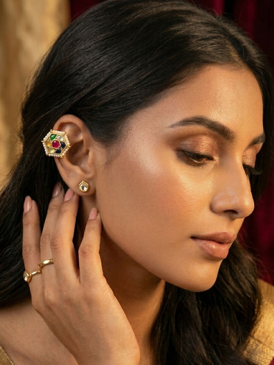 Ishhaara Multicolored Gemstone Studded Bugadi Earrings