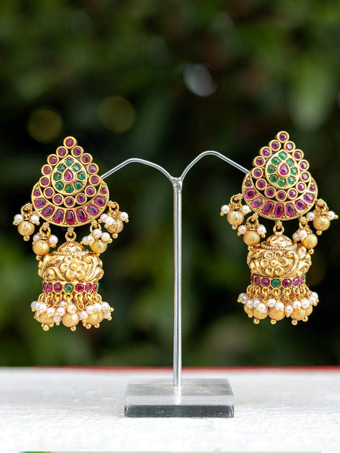 Ishhaara Multicolored Jadau Jhumka Earrings