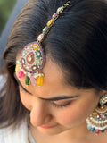 Ishhaara Multicolored Jhumka Earrings With Sahara Earchain And Teeka