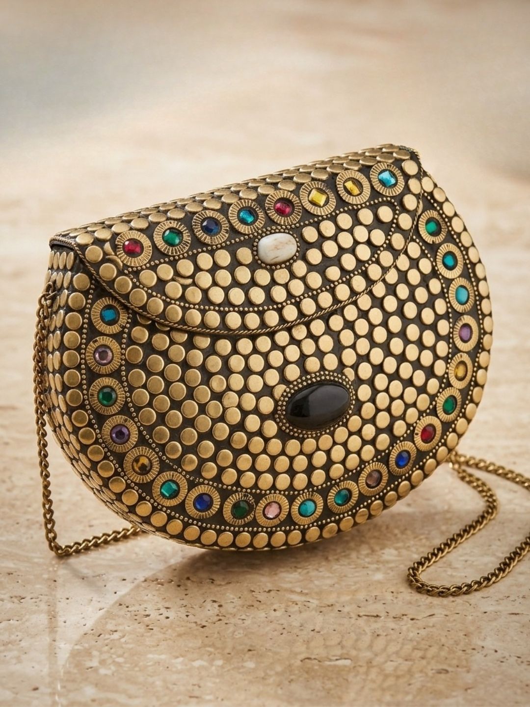 Ishhaara Multicolored Metal Clutch Bag
