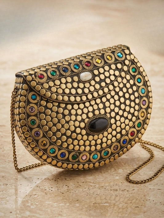 Ishhaara Multicolored Metal Clutch Bag