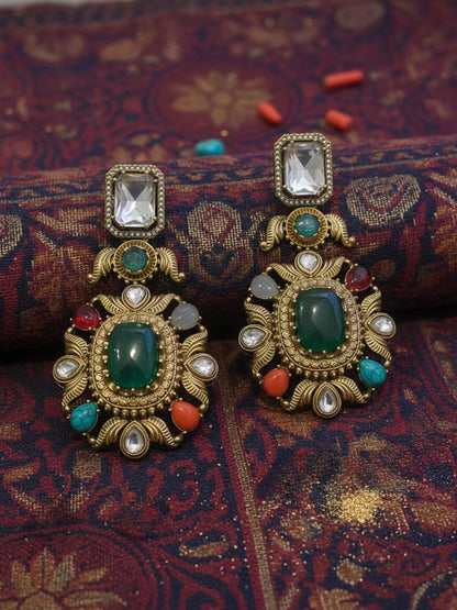 Ishhaara Multicolored Stone Dangler Earrings
