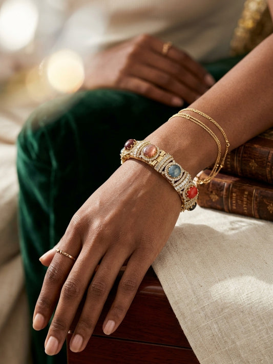 Ishhaara Multicolored Stone Studded Bangle Bracelet